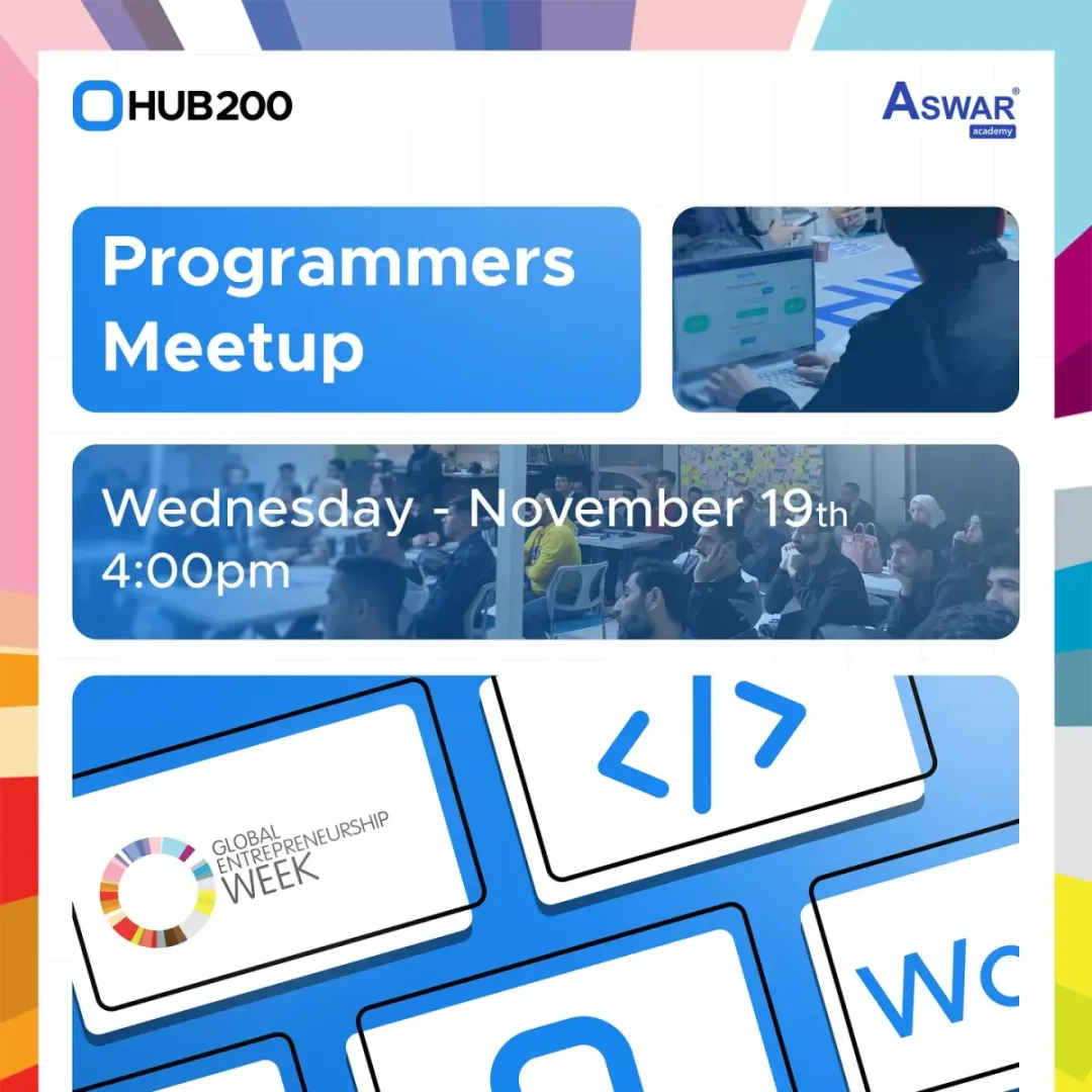 Programmers Meetup announcement graphic: Wednesday 19 November, 4:00 pm, Hub200